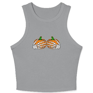 Discover Halloween Skeleton Hands On Chest Pumpkin Boobs Crop Tank Top