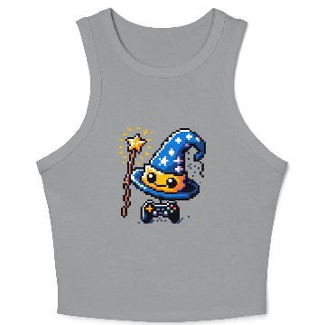 Discover Gamer Wizard 8-Bit Hat with Controller Wand Crop Tank Top