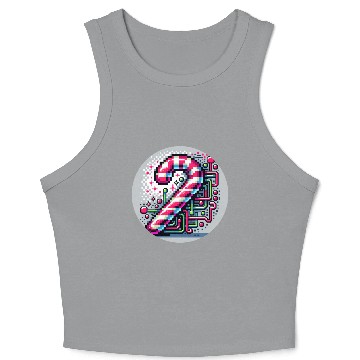 Discover Neon Cyberpunk Candy Cane 8-Bit Pixel Christmas Crop Tank Top