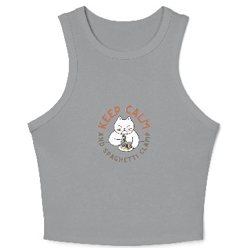 Discover Keep Calm And Spaghetti Clamp Crop Tank Top