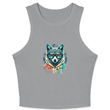 Discover Hipster Wolf Drip Crop Tank Top