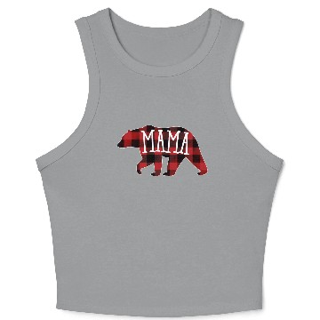 Discover Mama Bear Buffalo Plaid Mama Bear Crop Tank Top