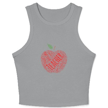 Discover Creative Teacher Red Apple Word Art Crop Tank Top