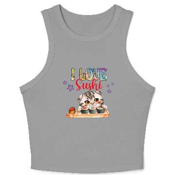 Discover I love Sushi - Cat sushi Crop Tank Top