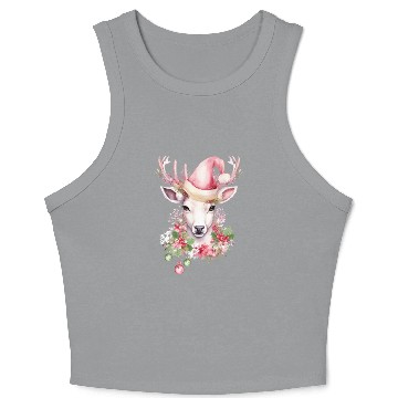 Discover Christmas Pink Deer Crop Tank Top