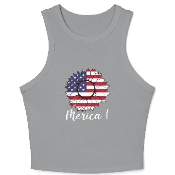 Discover Merica Sunflower Usa Flag Crop Tank Top