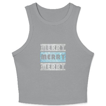 Discover Merry Merry Merry Ice Blue and Sliver Crop Tank Top
