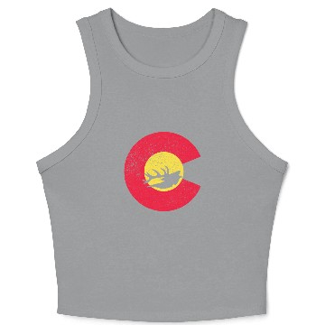 Discover Colorado Flag Logo Elk Hunting Crop Tank Top