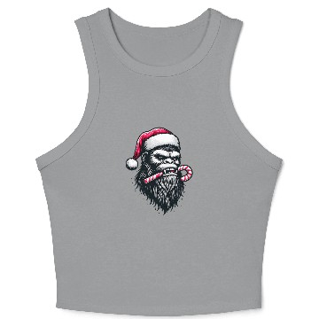 Discover Festive Bigfoot with Candy Cane Crop Tank Top