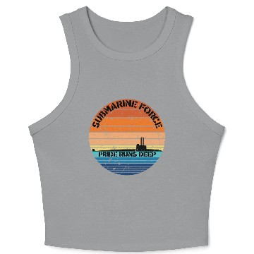 Discover Sunset Navy Submarine Force Pride Runs Deep Crop Tank Top