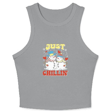 Discover Snowmen Just Chillin' Winter Time Snow Crop Tank Top