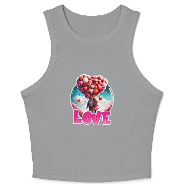 Discover Retro Cute Couples with Heart Balloons Crop Tank Top