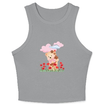 Discover teddy bear and flowers Crop Tank Top