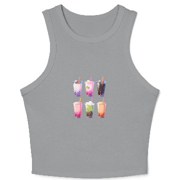 Discover Boba Tea Bubble Milk Tea Drinks Kawaii Crop Tank Top