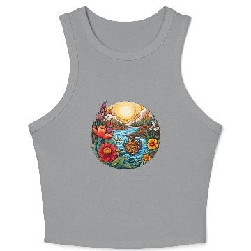 Discover Sunrise Serenity by the Mountain Stream Crop Tank Top