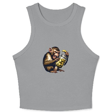 Discover Angry monkey with cucumber jar Crop Tank Top