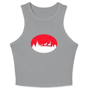 Discover deers in a winter scene Crop Tank Top