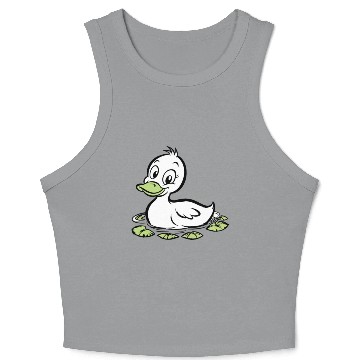 Discover Cute duck swimming in a swamp Crop Tank Top