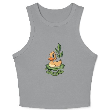 Discover cute duck swimming in a swamp Crop Tank Top