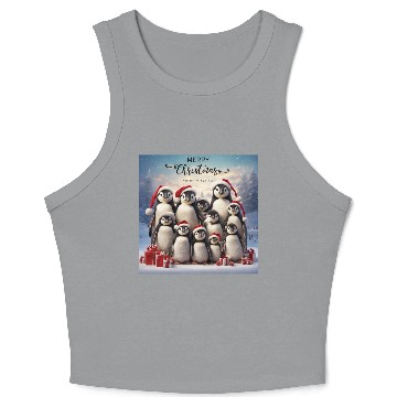 Discover Christmas funny penguins Crop Tank Top