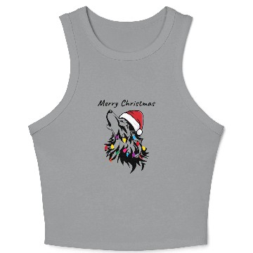 Discover Funny wolf with christmas lights Crop Tank Top