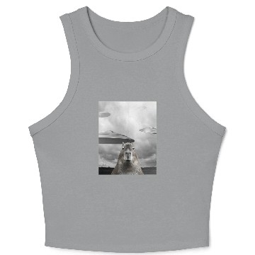 Discover Funny Graphic Capybara Selfie with UFOs Weird Crop Tank Top