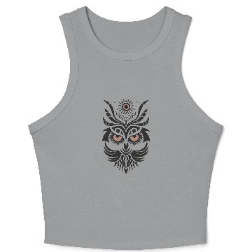 Discover Owl T Tattoo Style Design Vector 2 Colors Crop Tank Top