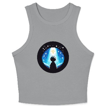 Discover Digital Night Sky - 8-Bit Childhood Dreams Crop Tank Top