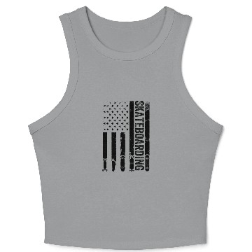 Discover Skatepark Skateboarding US Flag Crop Tank Top