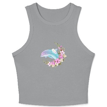 Discover Dolphin Flower Floral Crop Tank Top