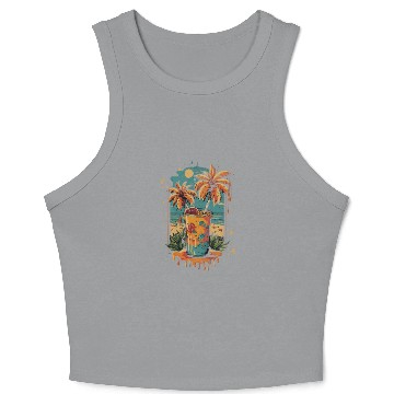 Discover Tropical Bliss: Beach Cocktail Vibes Crop Tank Top