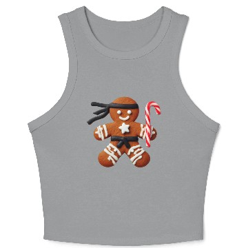 Discover Funny Ninja Gingerbread Man Cookie Candy Cane Crop Tank Top