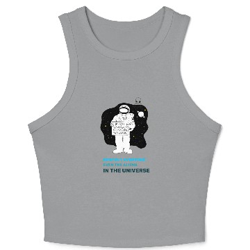 Discover Black White Astronauts and Aliens Crop Tank Top