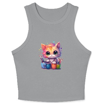 Discover cute painting cat Crop Tank Top