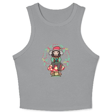 Discover Marmoset Monkey On Mushroom Christmas Wreath Crop Tank Top