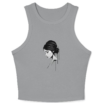 Discover Drawing a sad girl's face Crop Tank Top