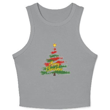 Discover Watercolor Christmas Tree Crop Tank Top