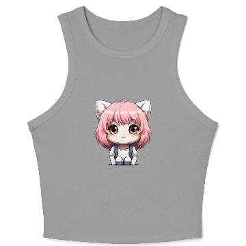 Discover kawaii cat face with cat head Crop Tank Top
