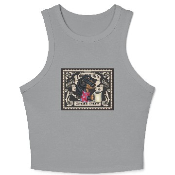 Discover Cute Dachshund & Coffee Stamp Crop Tank Top