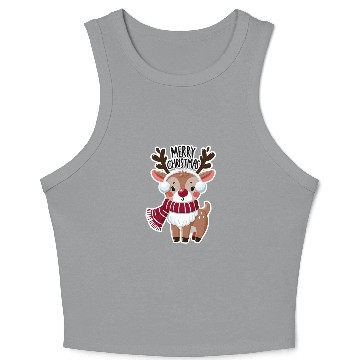 Discover Merry Reindeer Christmas Crop Tank Top