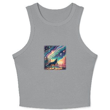 Discover Majestic Wolf Howling At The Eclipse Crop Tank Top