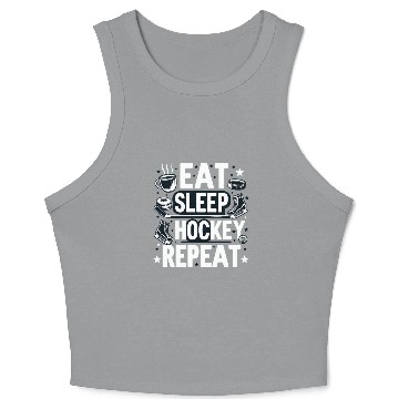 Discover Eat sleep hockey repeat men Crop Tank Top
