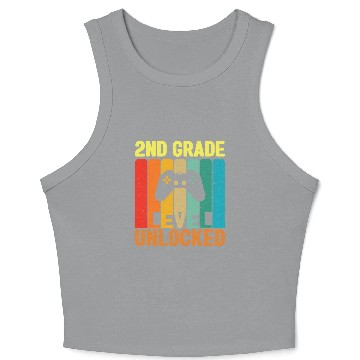 Discover 2nd Grade Level Unlocked Video Game Back to School Crop Tank Top