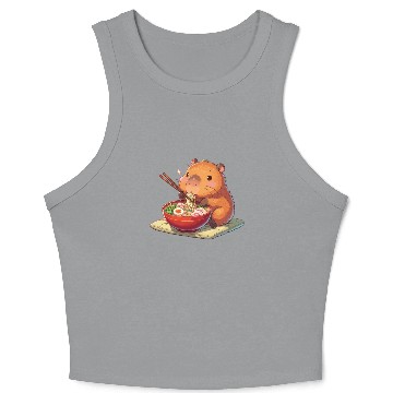 Discover Cute Capybara Eats Ramen Noodles Capybara Ramen Crop Tank Top