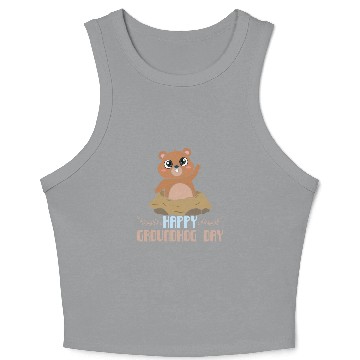 Discover Cute Kawaii Groundhog Happy Groundhog Day Crop Tank Top