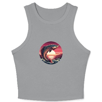 Discover Sunset with Arowana fish Crop Tank Top