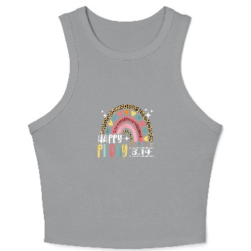 Discover Happy Pi Day Leopard Rainbow Math Teacher Crop Tank Top