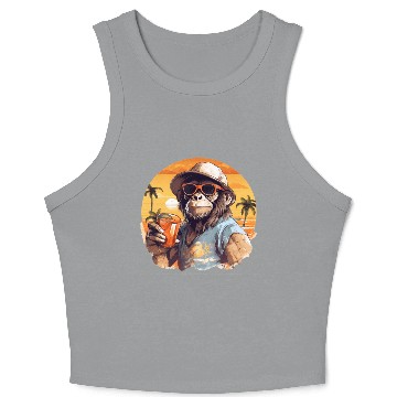 Discover Cool Monkey With Drink Funny Animals Chimpanzee Crop Tank Top