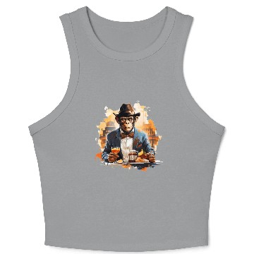 Discover Cool Business Monkey with Drink Chimpanzee Crop Tank Top