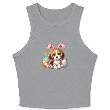 Discover Beagle with bunny ears and easter eggs Crop Tank Top